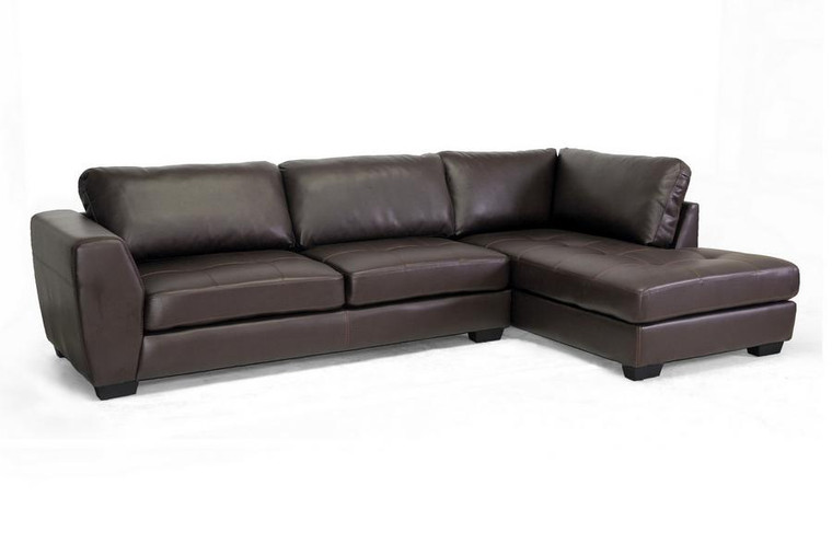 Baxton Studio Orland Brown Leather Sectional with Right Facing Chaise IDS023-Brown-RFC