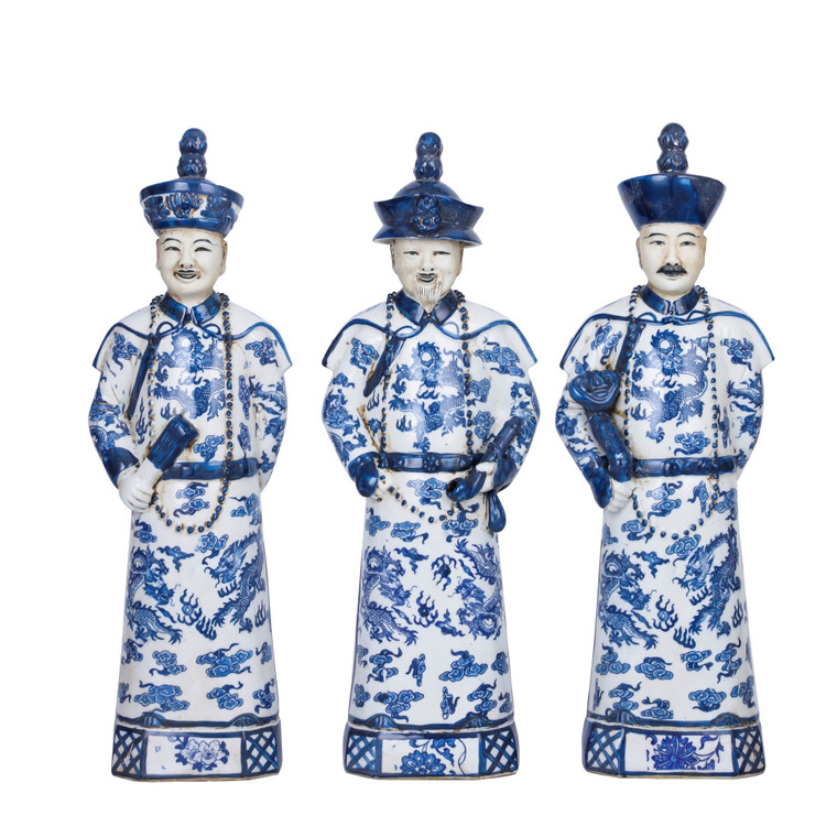 Blue And White Qing Emperors Of 3 Generations Large - Set 1001-BW By Legend Of Asia