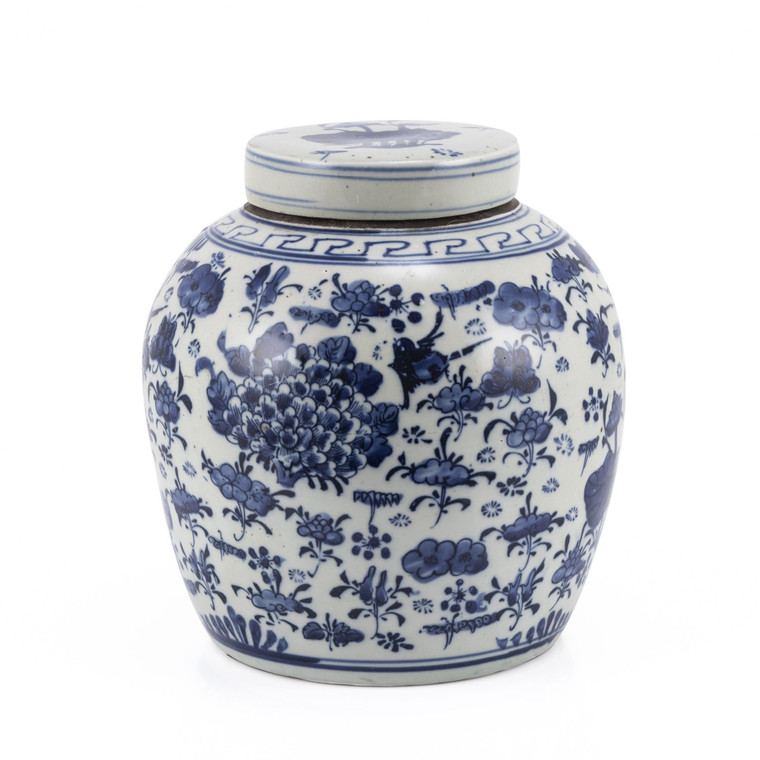 B&W Swallows & Flowers Ancestor Jar - Small 1195S By Legend Of Asia