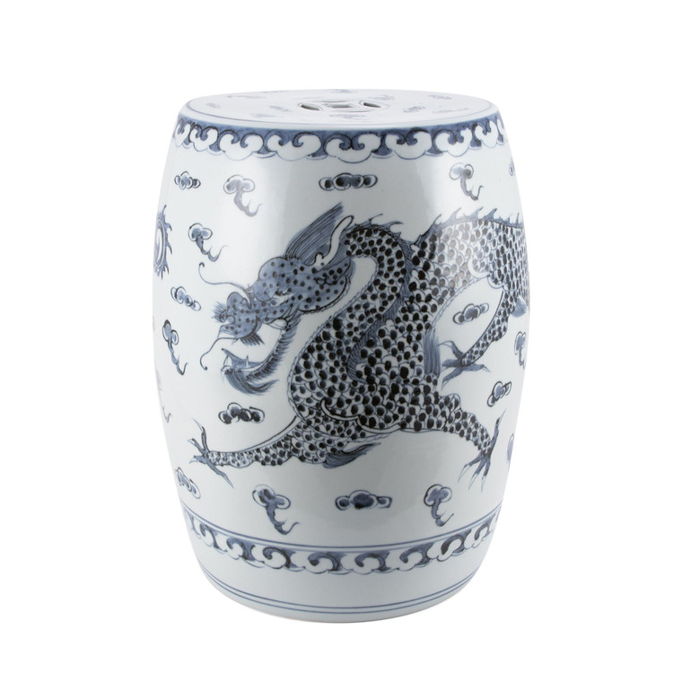 Hong Wu Blue Dragon Garden Stool 1409A By Legend Of Asia