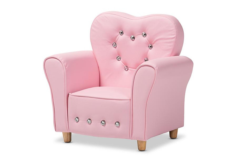 Baxton Studio Modern And Contemporary Pink Faux Leather Kids Armchair LD2185-Pink-CC