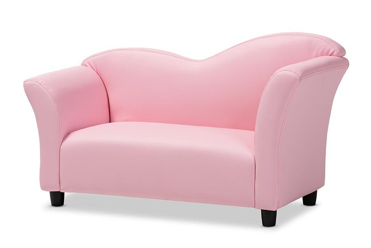 Baxton Studio Contemporary Pink Faux Leather Kids 2-Seater Loveseat LD2192-Pink-LS