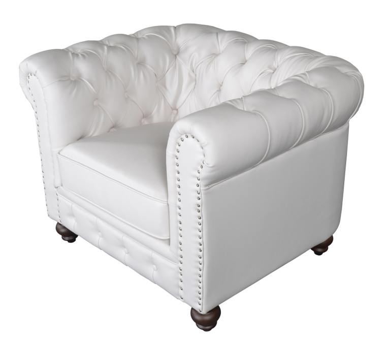 AFD Home 12020360 Classic Chesterfield White Chair