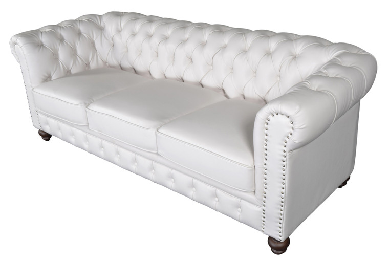 AFD Home 12020359 Classic Chesterfield White Sofa