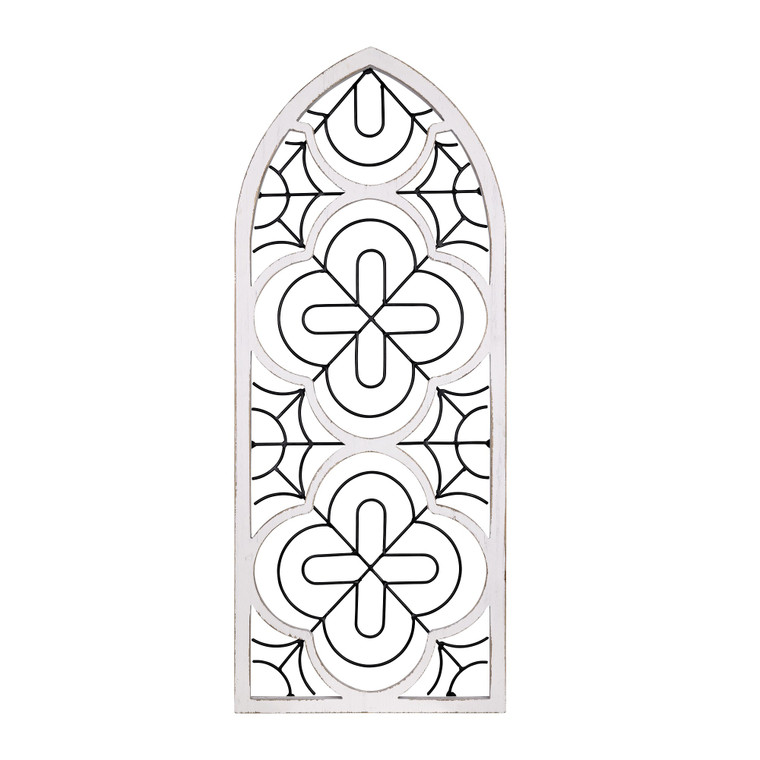 Homeroots Vintage White Wood And Metal Window Panel Wall Decor 396798