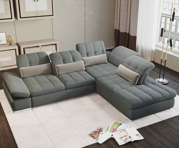 Homeroots Mod Gray Four Piece Left Sectional Sofa With Storage And Sleeper 397459