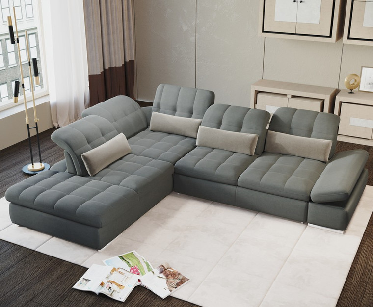 Homeroots Mod Gray Four Piece Right Sectional Sofa With Storage And Sleeper 397460