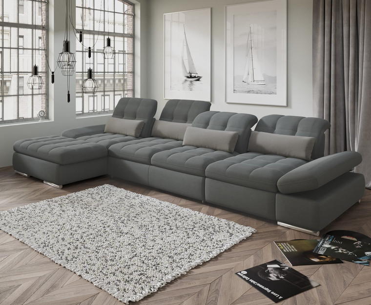 Homeroots Mod Gray Three Piece Left Sectional Sofa With Storage And Sleeper 397462