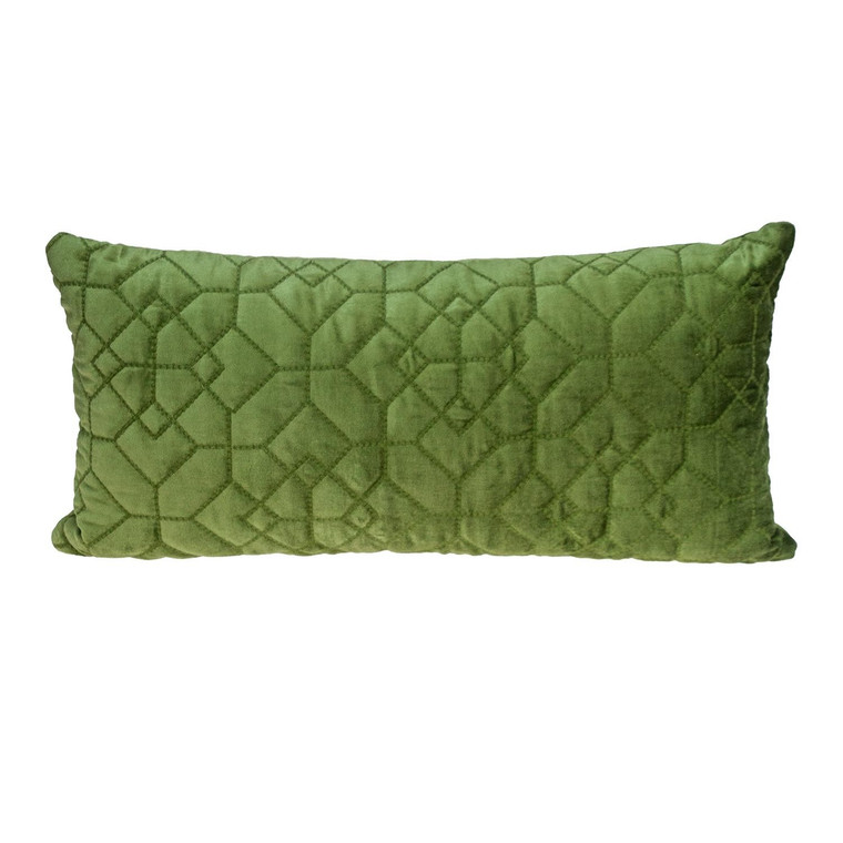 Homeroots Olive Quilted Velvet Geo Lumbar Decorative Pillow 402819