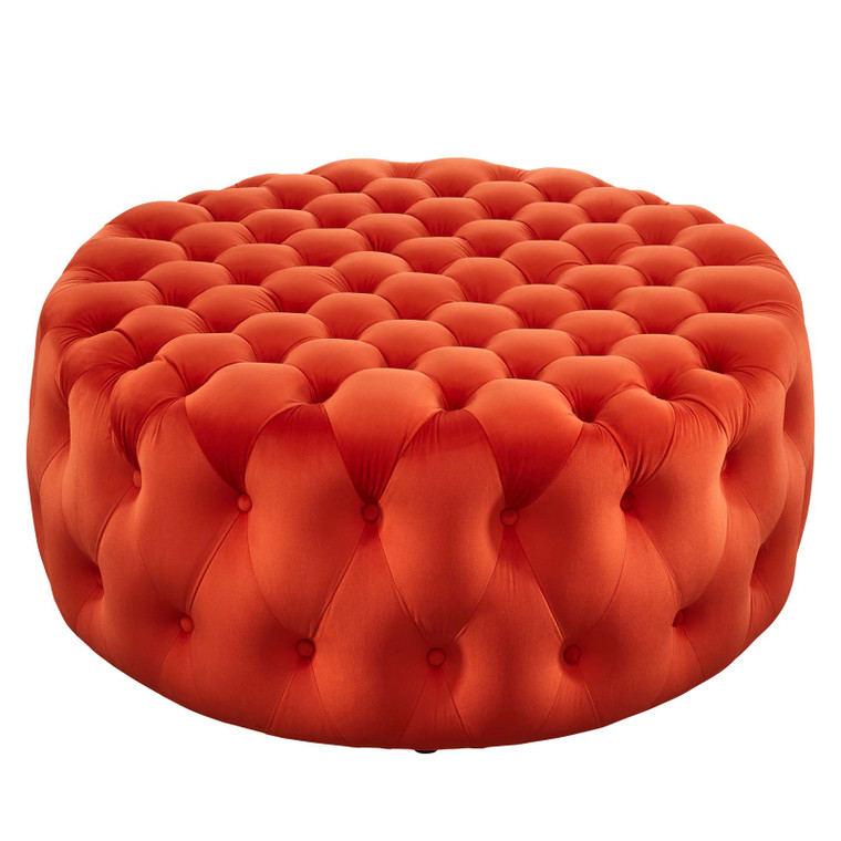 Amour Tufted Button Large Round Performance Velvet Ottoman - Orange EEI-5469-ORA By Modway Furniture