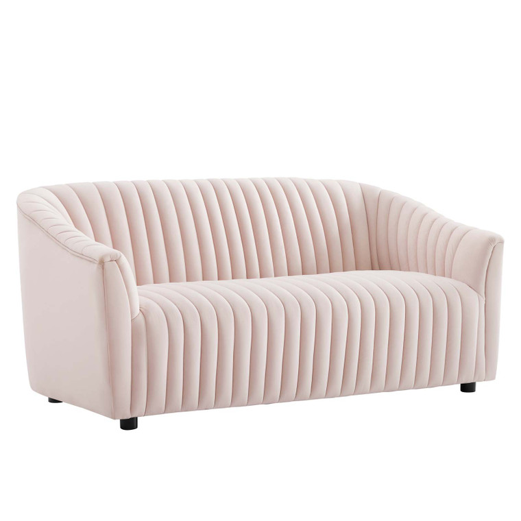 Announce Performance Velvet Channel Tufted Loveseat - Pink EEI-5054-PNK By Modway Furniture