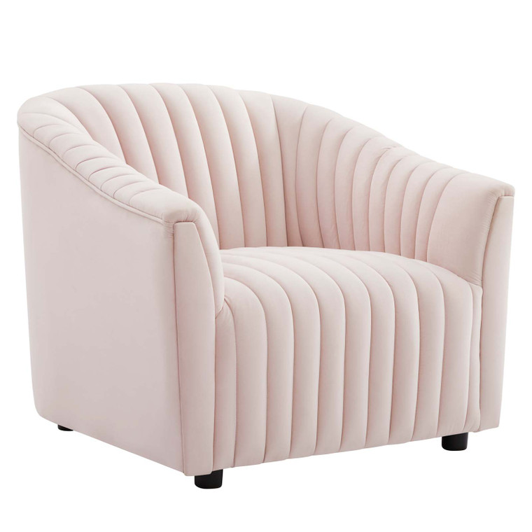 Announce Performance Velvet Channel Tufted Armchair - Pink EEI-5055-PNK By Modway Furniture
