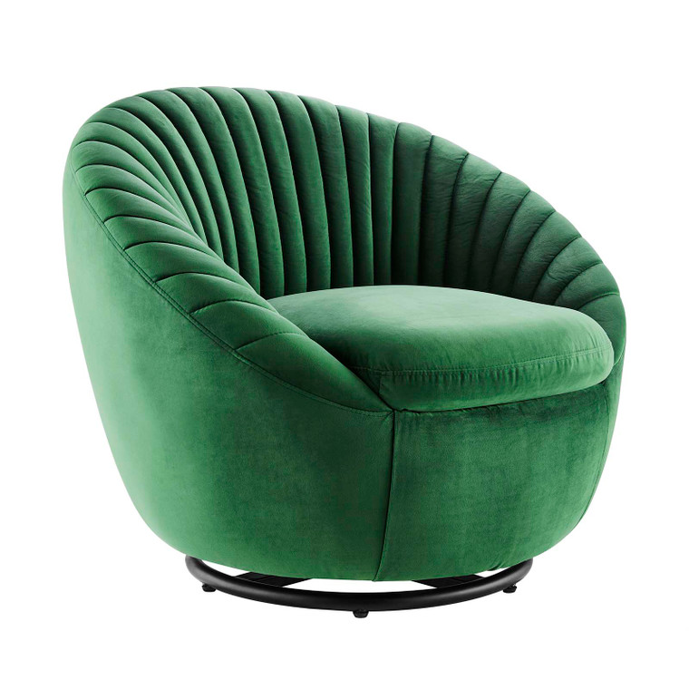 Whirr Tufted Performance Velvet Performance Velvet Swivel Chair - Black Emerald EEI-5004-BLK-EME By Modway Furniture