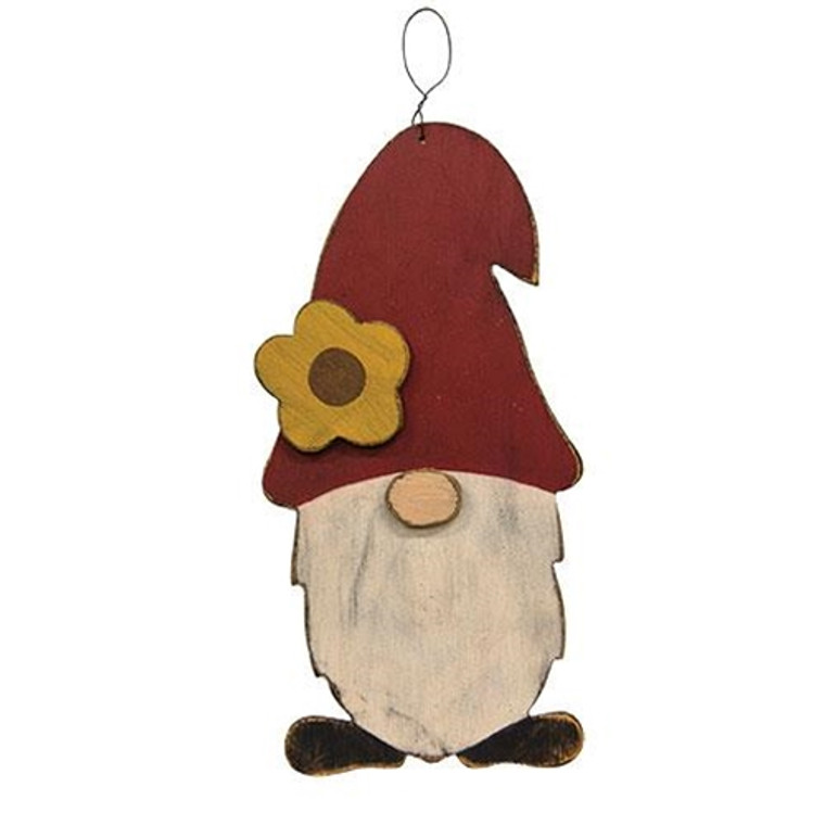*Distressed Wooden Daisy Hat Gnome Hanger G12840 By CWI Gifts