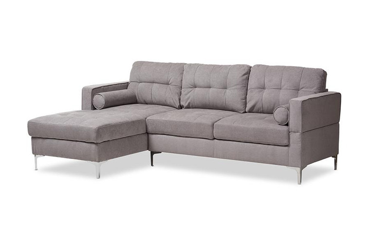 Baxton Studio Light Grey Fabric Upholstered Sectional Sofa R7860-Light Gray-LFC