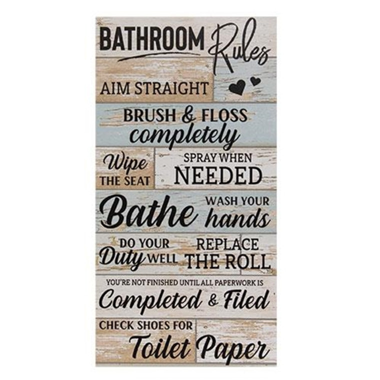 Bathroom Rules Sign 8.5" X 16" G18711 By CWI Gifts
