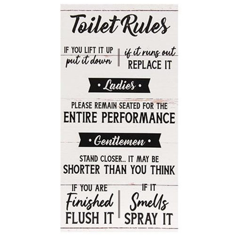 *Toilet Rules Sign 8.5" X 16" G18714 By CWI Gifts