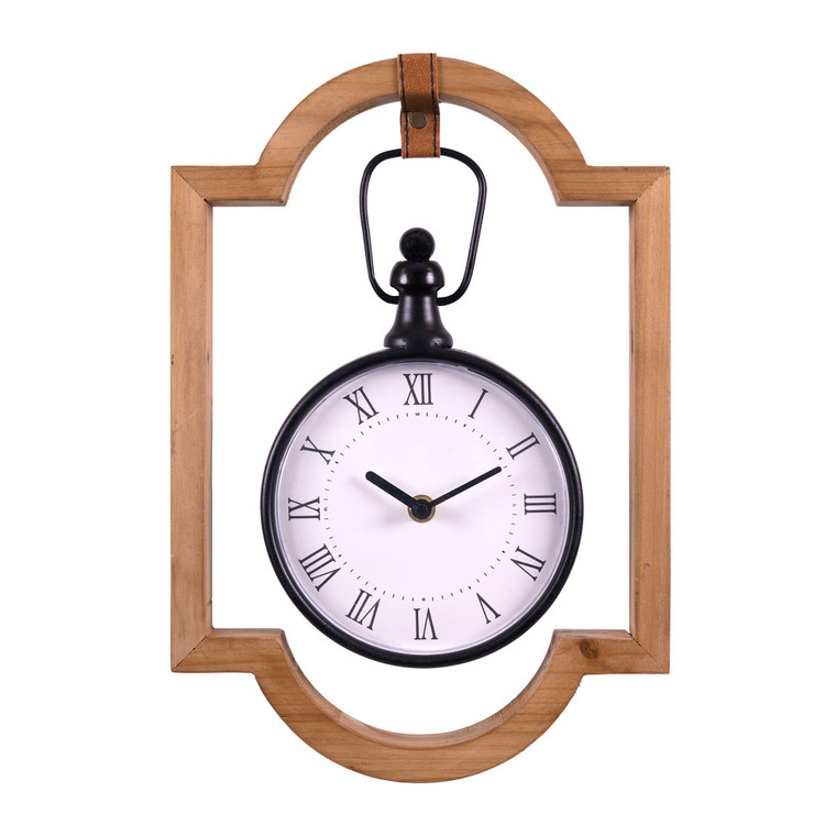 Homeroots Wooden Frame Hanging Wall Clock 402633