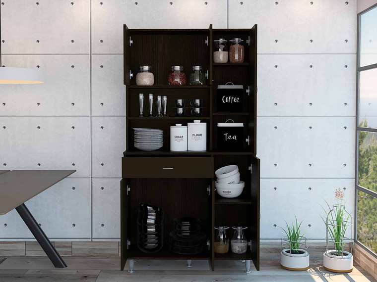 Homeroots Milano Black Pantry Cabinet 403773