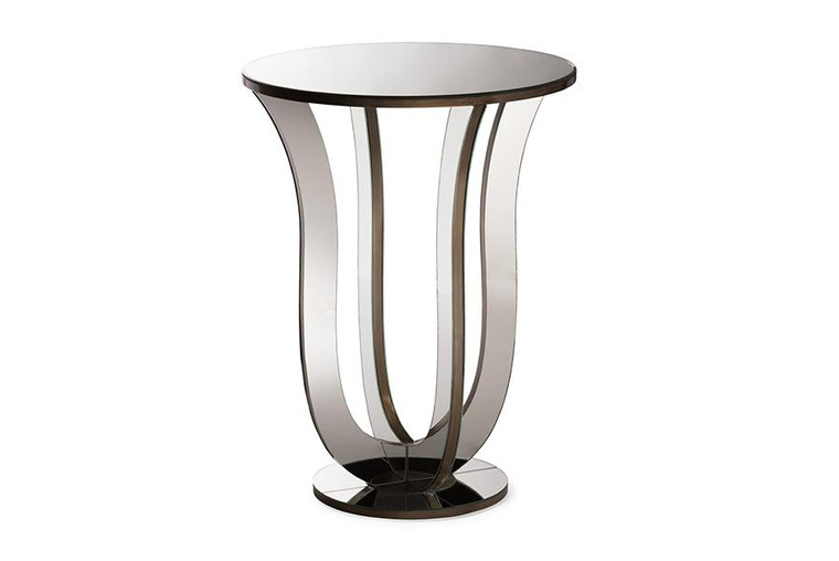 Baxton Studio Kylie Hollywood Regency Mirrored Accent Side Table RS1242