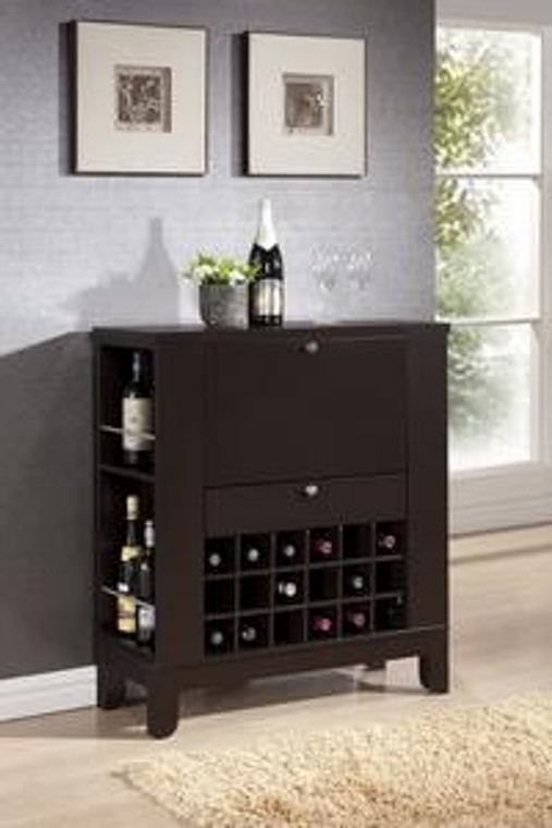 Baxton Studio Modesto Brown Modern Dry Bar And Wine Cabinet RT209-OCC NEW