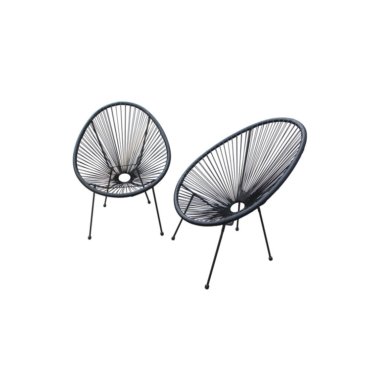 Homeroots Set Of Two Black Mod Indoor Outdoor String Chairs 416237