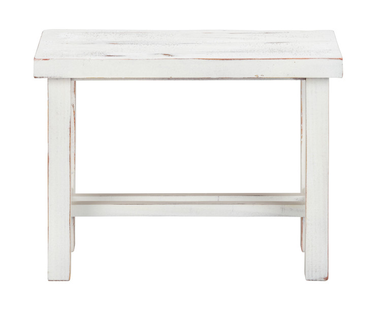 Homeroots 24" Rustic White Distressed Bench 416835