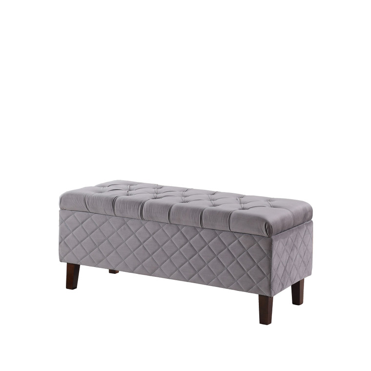 Homeroots Dove Gray Quilted And Tufted Storage Bench 469304
