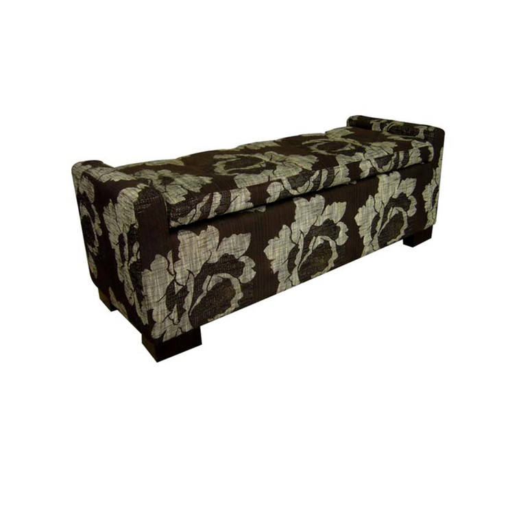 Homeroots Bold Brown Floral Long Storage Bench 469317