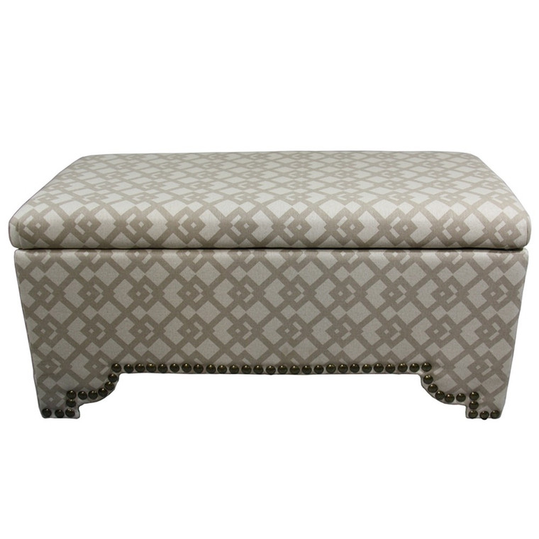 Homeroots Taupe Geometric Storage Bench With Ottomans Four Piece Set 469320