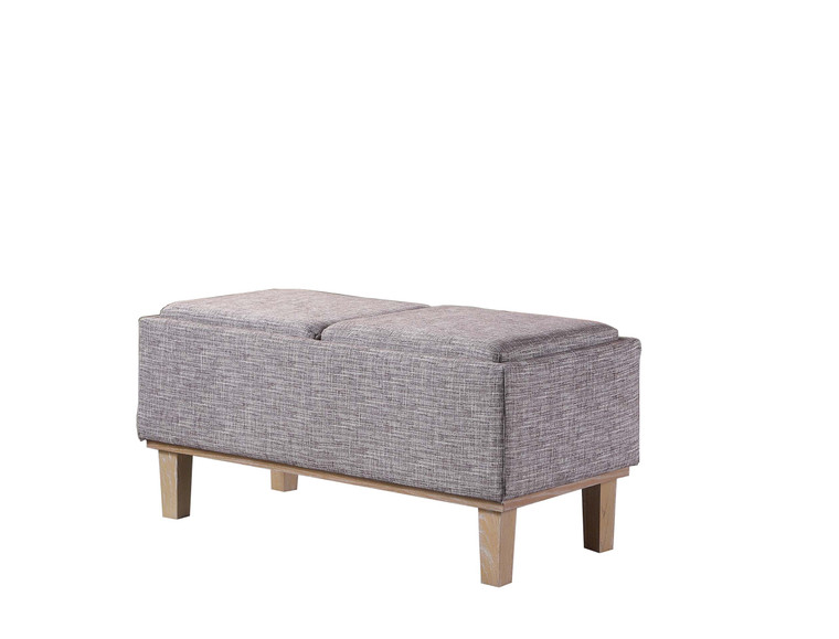 Homeroots Gray Linen Look And Natural Storage Bench With Tray 469360