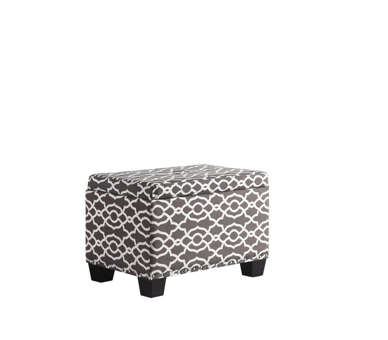 Homeroots Set Of Two Brown And White Lattice Rectangular Storage Ottomans 469418