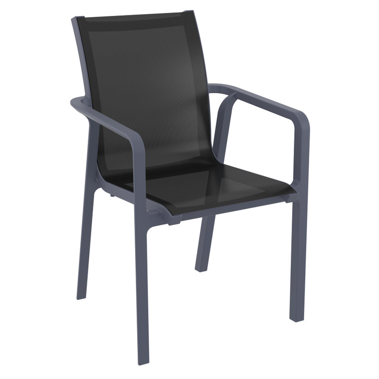 Compamia Pacific Sling Arm Chair Dark Gray Frame Black Sling (Set Of 2) ISP023-DGR-BLA