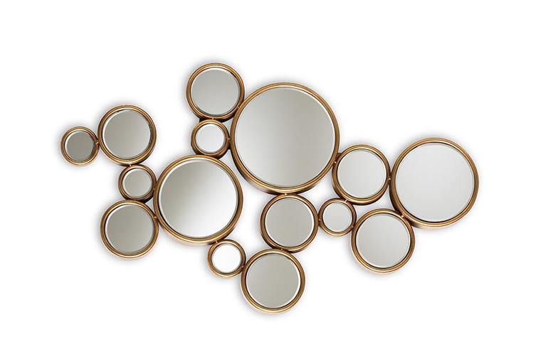 Baxton Studio Antique Gold Finished Bubble Accent Wall Mirror RXW-5404