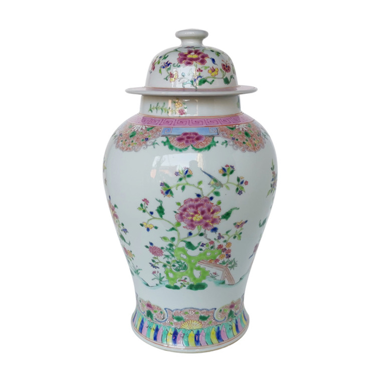 Chinoiserie Floral Temple Jar Multi-Colored 1239A By Legend Of Asia