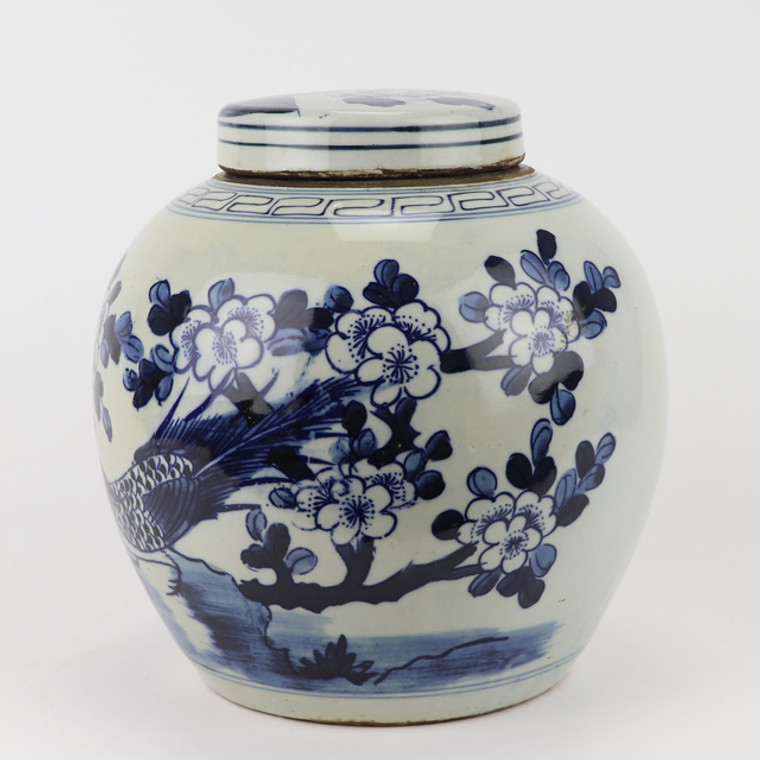 Blue And White Ming Jar Long-Tailed Bird -Large 1603F-L By Legend Of Asia