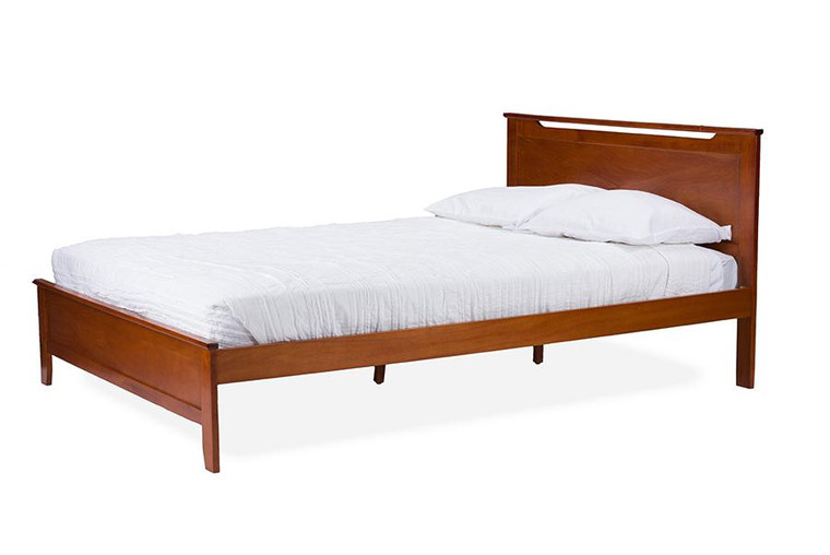 Baxton Studio Demitasse Brown Wood Twin Bed SB312-Twin Bed-Antique Oak