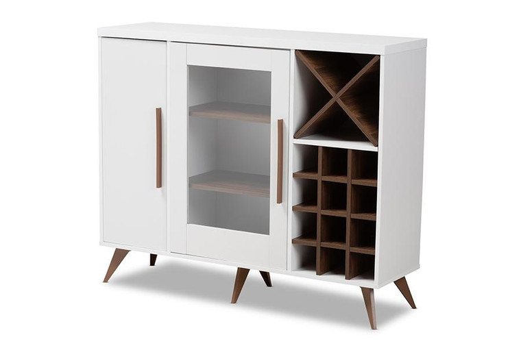 Baxton Studio White And Brown Finished Wine Cabinet SEWC160071WI-White/Columbia