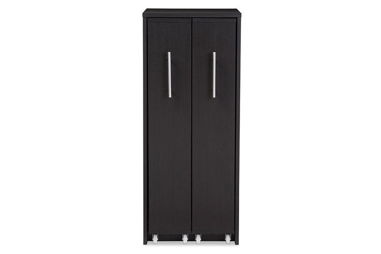 Baxton Studio Lindo Bookcase with Two Pulled-Out Doors Shelving Cabinet SH-002-Espresso
