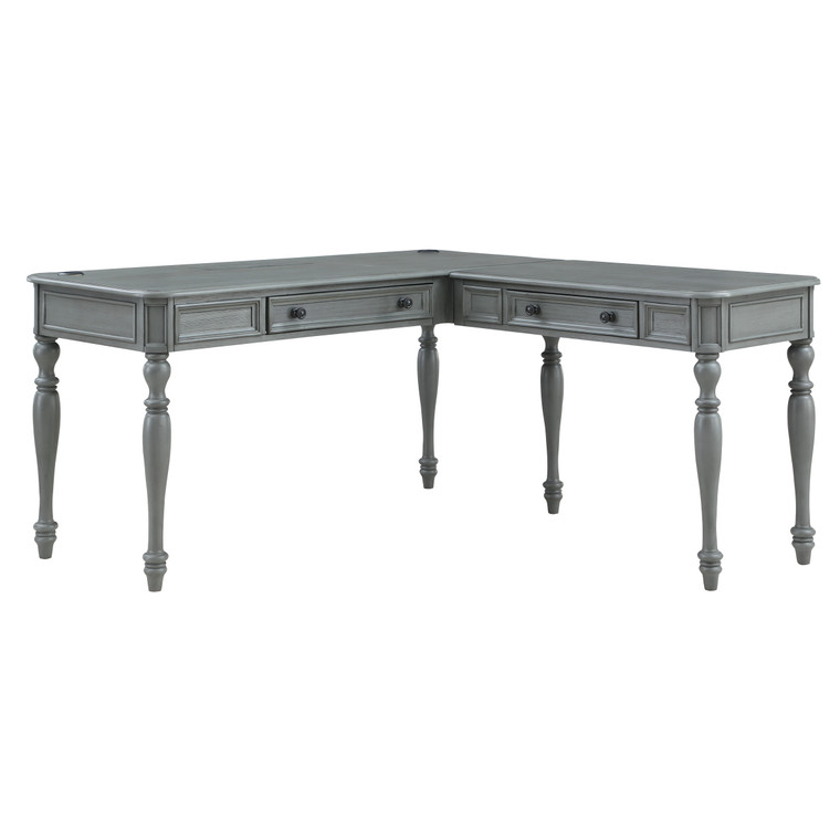 Office Star Country Meadows L-Shaped Desk w/PWR - Plantation Grey CML6060-PG