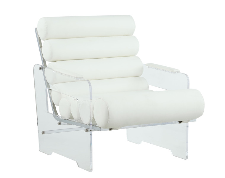 Chintaly Contemporary Acrylic Frame Accent Chair 2060-ACC-WHT