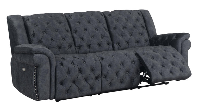 Evelyn Domino Granite Power Reclining Sofa EVELYN-DOMINO GRANITE-PRS By Global Furniture