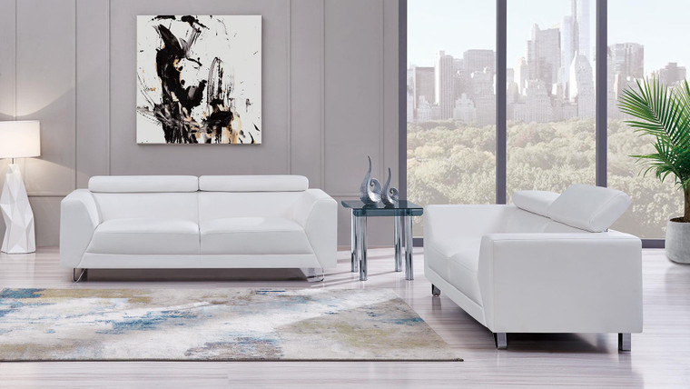 2-Piece Pluto White Sofa & Loveseat Set U8210-S/LS By Global Furniture