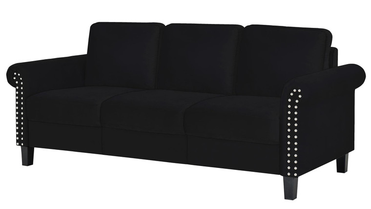 Black Velvet Sofa U9192-BLACK VELVET-S By Global Furniture