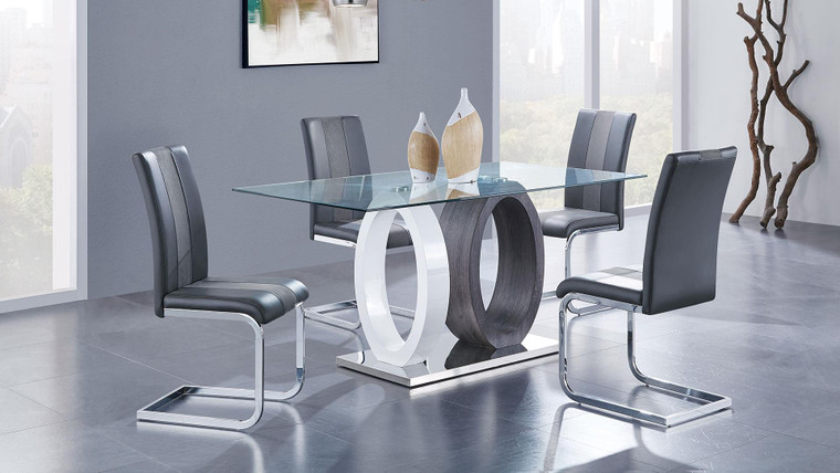 5-Piece Grey Dining Set D1628DT+D915DC-GRY By Global Furniture
