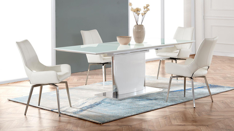 5-Piece White Dining Set D2279DT+D4878DC-WH By Global Furniture