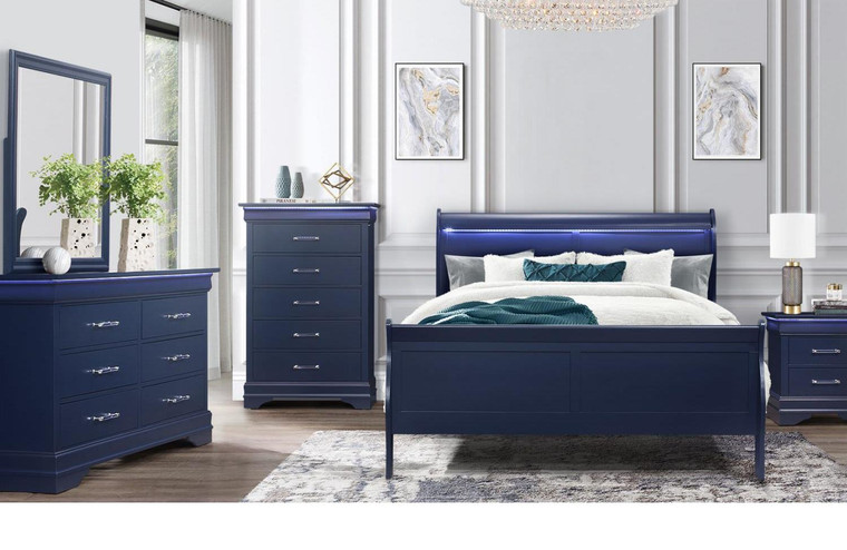 Charlie Blue Queen Bedroom Set CHARLIE-BLUE-QBG By Global Furniture
