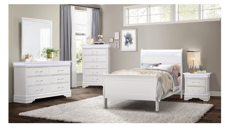 Charlie White Full Bedroom Set CHARLIE-WHITE-FBG By Global Furniture