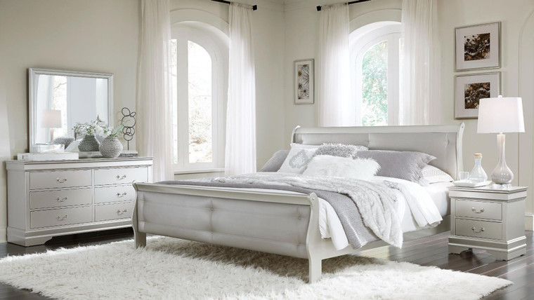 Marley Silver Queen Bed Group MARLEY-SILVER-QBG By Global Furniture