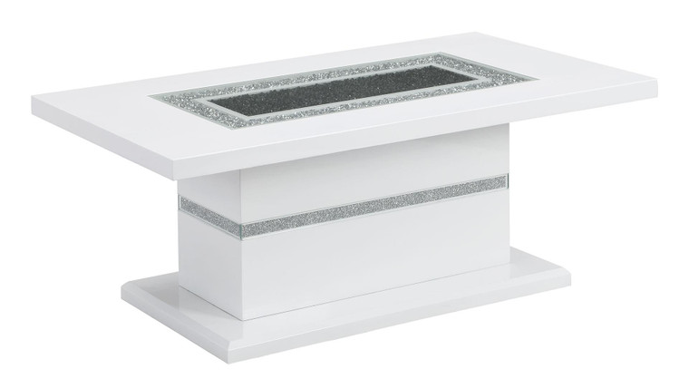 White HG/Glitter Coffee Table T1903CT-WHITE By Global Furniture